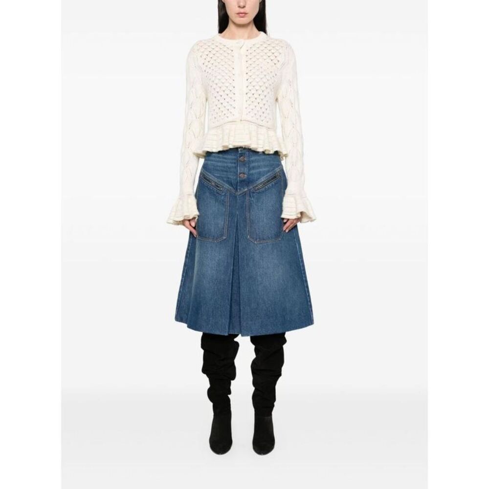 CHLOE Women's Denim A-Line Skirt with Zipper Pockets Women BLUE Skirts - Picture 4 of 5